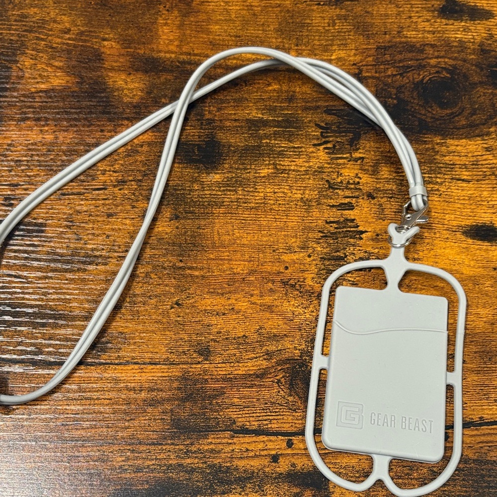 Silicone Phone Card Holder Lanyard — Light Gray